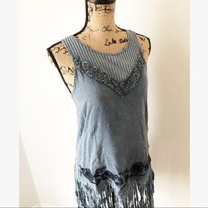 Buckle WEATHERED BLUE FRINGE TOP